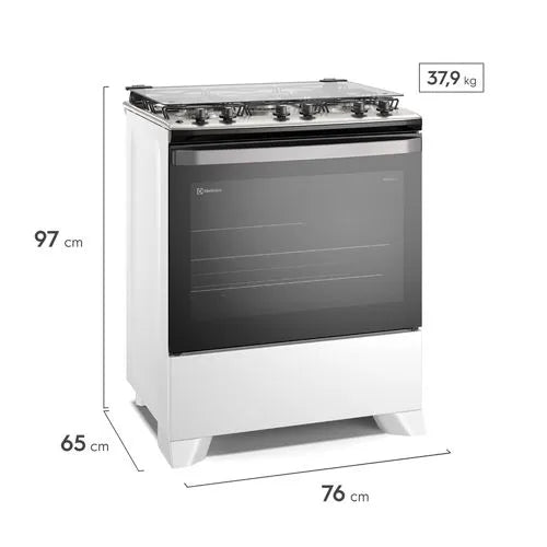 Fogão Electrolux 5 Bocas FE5IB Perfect Cook e Vapor Bake – Branco – BIVOLT